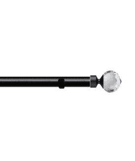 28mm Fixed Length Metal Eyelet Curtain Pole Set in Black - Bella Finial