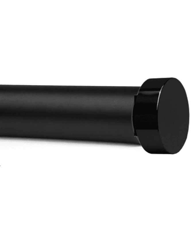 New Edge Blinds 28mm Fixed Length Metal Eyelet Curtain Pole Set in Black - Contemporary End Cap Finial