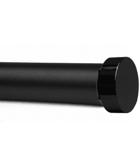 28mm Fixed Length Metal Eyelet Curtain Pole Set in Black - Contemporary End Cap Finial