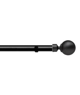 28mm Fixed Length Metal Eyelet Curtain Pole Set in Black - Met Ball Finial