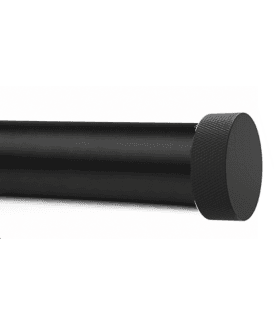 28mm Fixed Length Metal Eyelet Curtain Pole Set in Black - Textured End Cap Finial