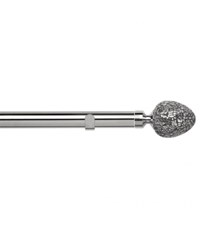 New Edge Blinds 28mm Fixed Length Metal Eyelet Curtain Pole Set in Chrome - Alexia Finial