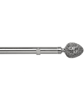 28mm Fixed Length Metal Eyelet Curtain Pole Set in Chrome - Alexia Finial
