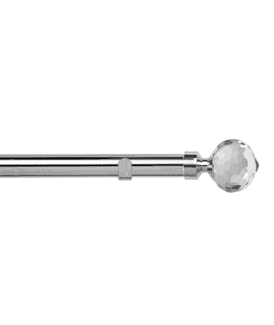 28mm Fixed Length Metal Eyelet Curtain Pole Set in Chrome - Bella Finial