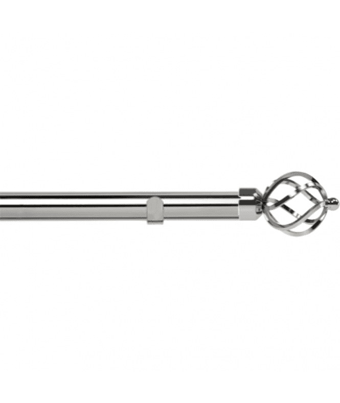 New Edge Blinds 28mm Fixed Length Metal Eyelet Curtain Pole Set in Chrome - Cage Finial