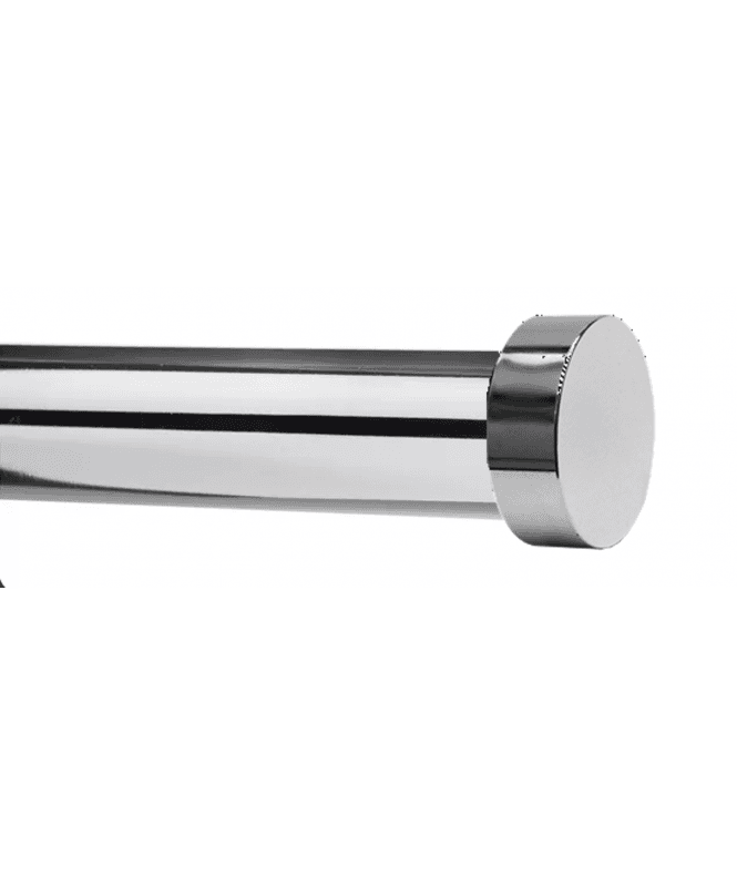 New Edge Blinds 28mm Fixed Length Metal Eyelet Curtain Pole Set in Chrome - Contemporary End Cap Finial