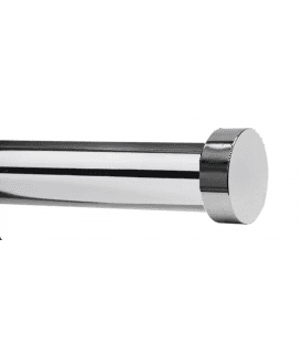 28mm Fixed Length Metal Eyelet Curtain Pole Set in Chrome - Contemporary End Cap Finial