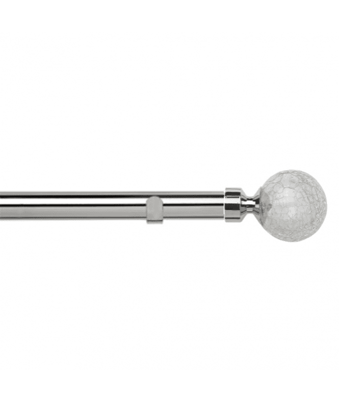 New Edge Blinds 28mm Fixed Length Metal Eyelet Curtain Pole Set in Chrome - Crash Finial