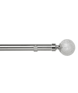 28mm Fixed Length Metal Eyelet Curtain Pole Set in Chrome - Crash Finial