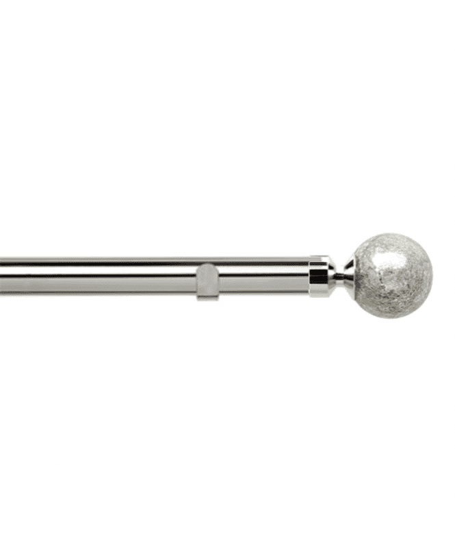 New Edge Blinds 28mm Fixed Length Metal Eyelet Curtain Pole Set in Chrome - Empire Finial