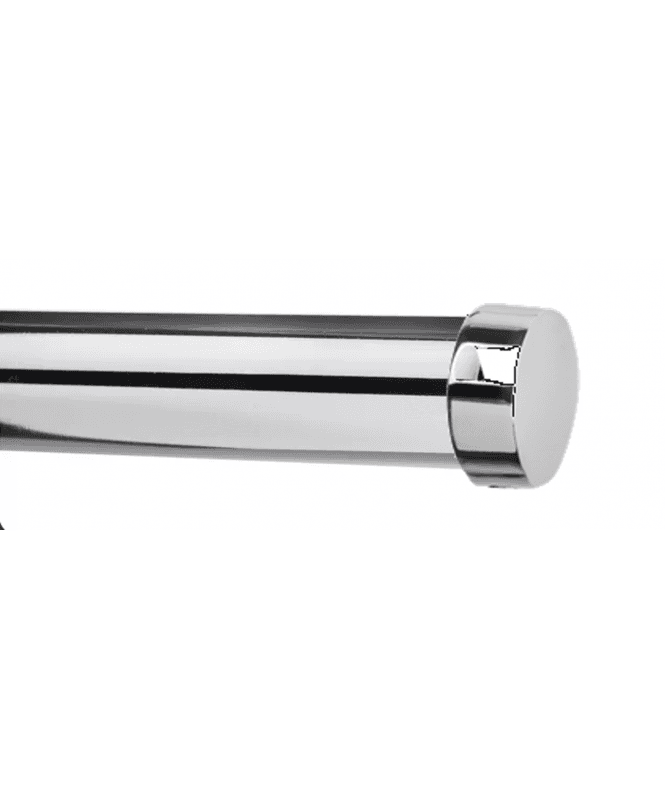 New Edge Blinds 28mm Fixed Length Metal Eyelet Curtain Pole Set in Chrome - End Cap Finial