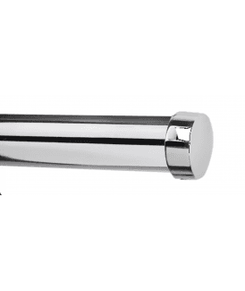 28mm Fixed Length Metal Eyelet Curtain Pole Set in Chrome - End Cap Finial