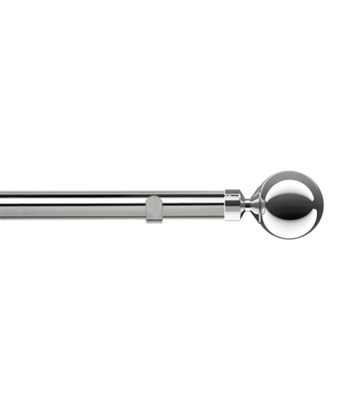 New Edge Blinds 28mm Fixed Length Metal Eyelet Curtain Pole Set in Chrome - Met Ball Finial