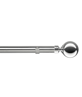 28mm Fixed Length Metal Eyelet Curtain Pole Set in Chrome - Met Ball Finial