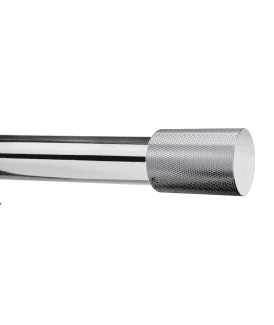 28mm Fixed Length Metal Eyelet Curtain Pole Set in Chrome - Textured Barrel Finial