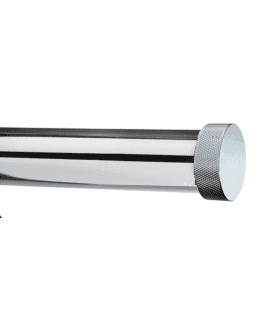 28mm Fixed Length Metal Eyelet Curtain Pole Set in Chrome - Textured End Cap Finial
