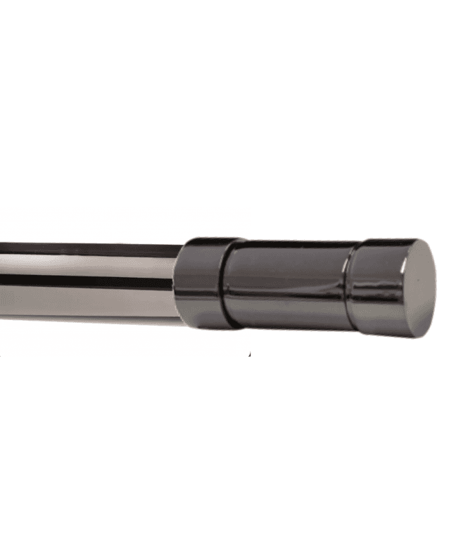 New Edge Blinds 28mm Fixed Length Metal Eyelet Curtain Pole Set in Polished Graphite - Barrel Finial