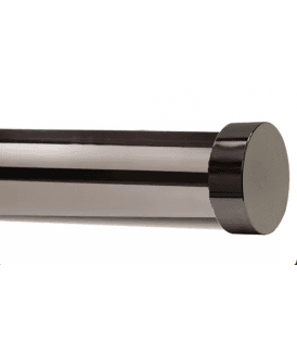 28mm Fixed Length Metal Eyelet Curtain Pole Set in Polished Graphite - Contemporary End Cap Finial