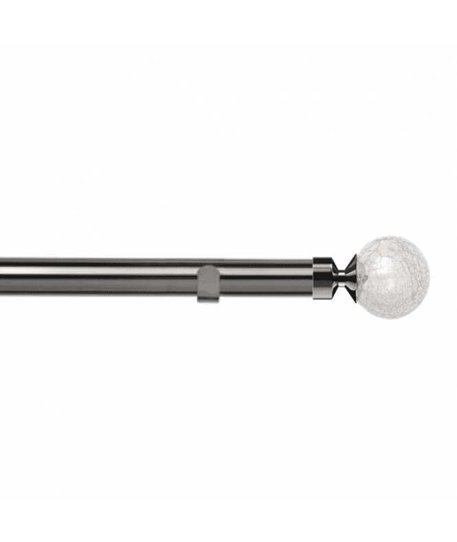 New Edge Blinds 28mm Fixed Length Metal Eyelet Curtain Pole Set in Polished Graphite - Crash Finial