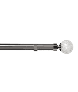 28mm Fixed Length Metal Eyelet Curtain Pole Set in Polished Graphite - Crash Finial