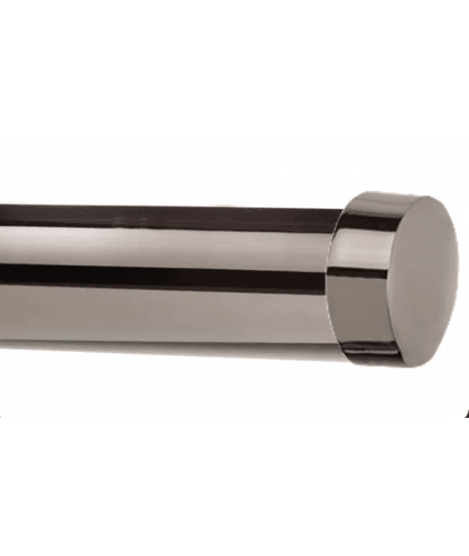 New Edge Blinds 28mm Fixed Length Metal Eyelet Curtain Pole Set in Polished Graphite - End Cap Finial