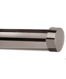28mm Fixed Length Metal Eyelet Curtain Pole Set in Polished Graphite - End Cap Finial