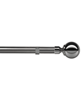 28mm Fixed Length Metal Eyelet Curtain Pole Set in Polished Graphite - Met Ball Finial