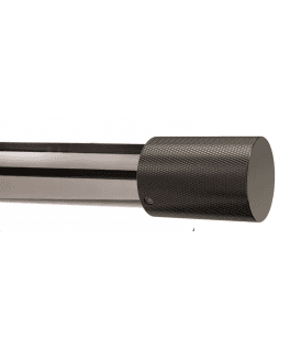 28mm Fixed Length Metal Eyelet Curtain Pole Set in Polished Graphite - Textured Barrel Finial