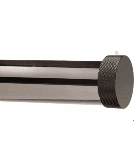 28mm Fixed Length Metal Eyelet Curtain Pole Set in Polished Graphite - Textured End Cap Finial