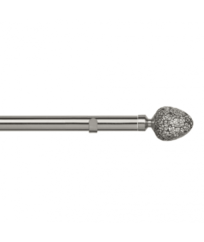 New Edge Blinds 28mm Fixed Length Metal Eyelet Curtain Pole Set in Satin Silver - Alexia Finial