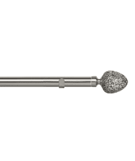28mm Fixed Length Metal Eyelet Curtain Pole Set in Satin Silver - Alexia Finial