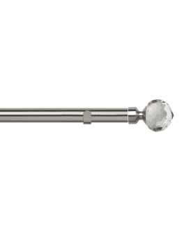 28mm Fixed Length Metal Eyelet Curtain Pole Set in Satin Silver - Bella Finial