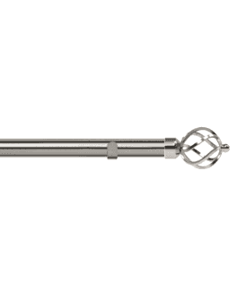 28mm Fixed Length Metal Eyelet Curtain Pole Set in Satin Silver - Cage Finial
