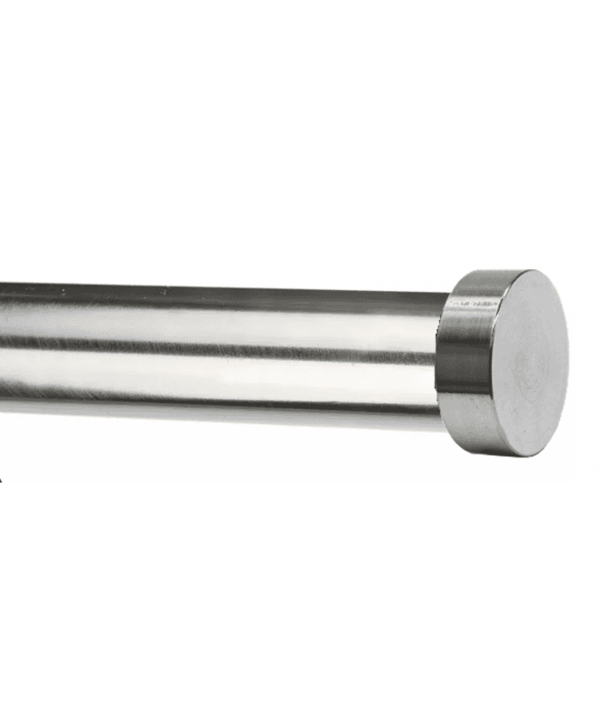 New Edge Blinds 28mm Fixed Length Metal Eyelet Curtain Pole Set in Satin Silver - Contemporary End Cap Finial