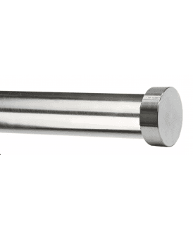 28mm Fixed Length Metal Eyelet Curtain Pole Set in Satin Silver - Contemporary End Cap Finial