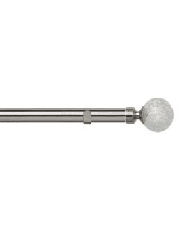 28mm Fixed Length Metal Eyelet Curtain Pole Set in Satin Silver - Crash Finial