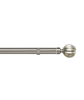 28mm Fixed Length Metal Eyelet Curtain Pole Set in Satin Silver - Dynasty Finial