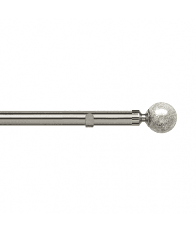 New Edge Blinds 28mm Fixed Length Metal Eyelet Curtain Pole Set in Satin Silver - Empire Finial