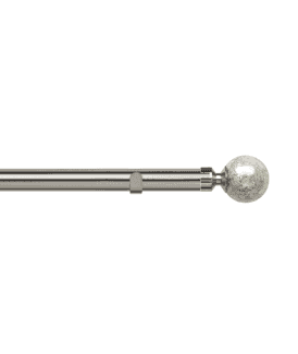 28mm Fixed Length Metal Eyelet Curtain Pole Set in Satin Silver - Empire Finial