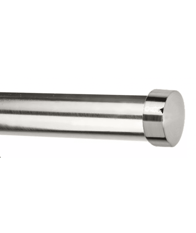New Edge Blinds 28mm Fixed Length Metal Eyelet Curtain Pole Set in Satin Silver - End Cap Finial