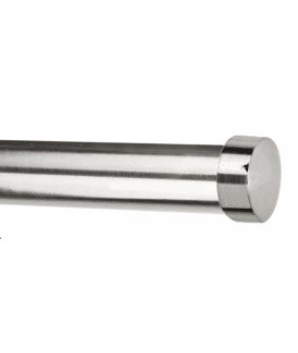 28mm Fixed Length Metal Eyelet Curtain Pole Set in Satin Silver - End Cap Finial