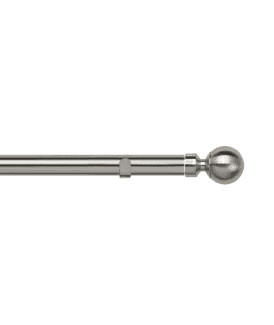 28mm Fixed Length Metal Eyelet Curtain Pole Set in Satin Silver - Met Ball Finial