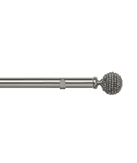 28mm Fixed Length Metal Eyelet Curtain Pole Set in Satin Silver - Mia Finial
