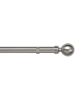 28mm Fixed Length Metal Eyelet Curtain Pole Set in Satin Silver - Sphere Finial