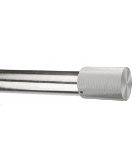 28mm Fixed Length Metal Eyelet Curtain Pole Set in Satin Silver - Textured Barrel Finial