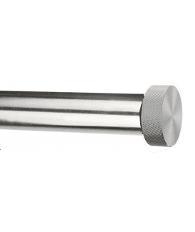 28mm Fixed Length Metal Eyelet Curtain Pole Set in Satin Silver - Textured End Cap Finial