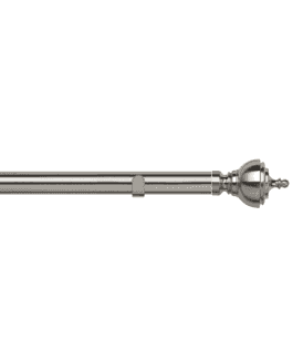 28mm Fixed Length Metal Eyelet Curtain Pole Set in Satin Silver - Vienna Finial