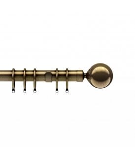28mm Nikola Ball End Metal Curtain Pole Set - Antique Brass