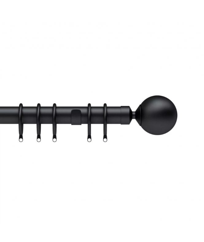 New Edge Blinds 28mm Nikola Ball End Metal Curtain Pole Set - Black