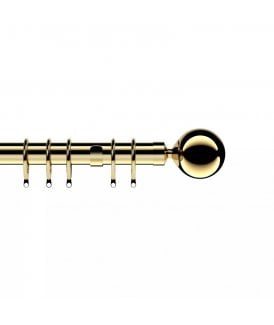28mm Nikola Ball End Metal Curtain Pole Set - Bright Brass